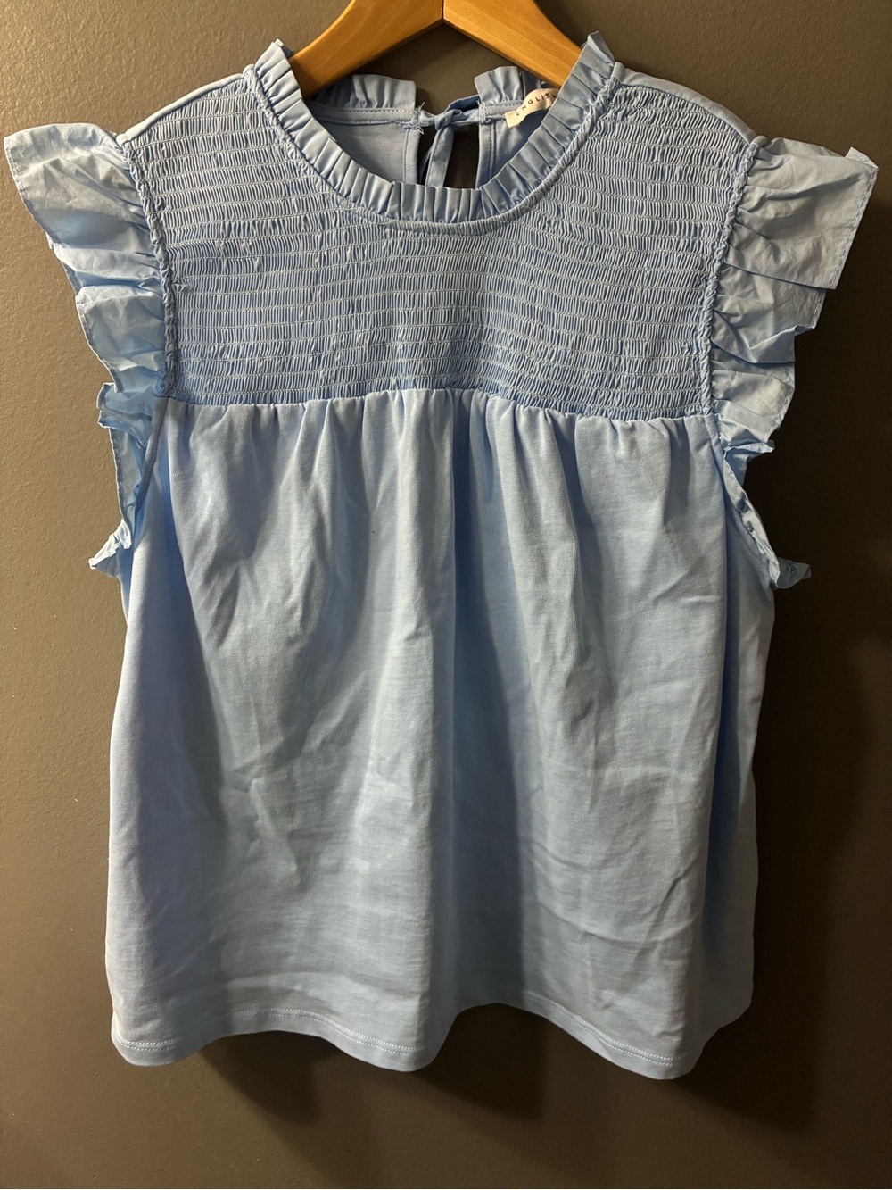 English Factory Light Sky Blue Smocking Yoke Tee. Size Large - Picture 11 of 11